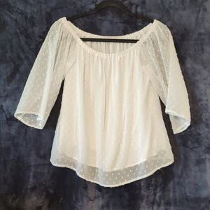 White, three-quarter sleeve XS blouse
